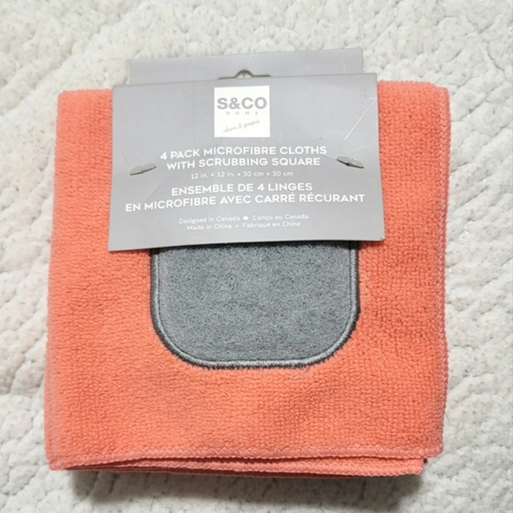NWT S & Co Home Microfiber Cloths with Scrubbing Square (4 in Pack)